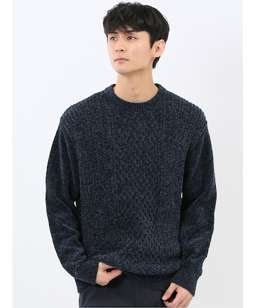 ハンドウォッシャブル モールケーブル編み クルーニット