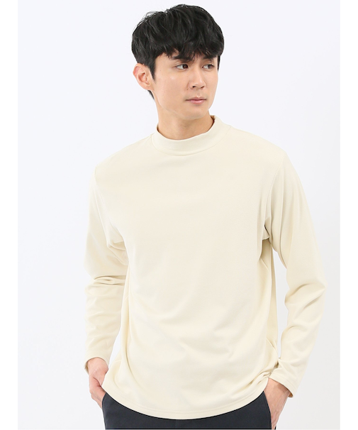 【WEB限定】KAITEKI+ フラッフィースムース モックネック長袖Tシャツ