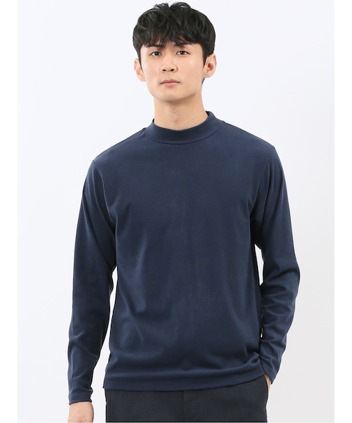 【WEB限定】KAITEKI+ フラッフィースムース モックネック長袖Tシャツ