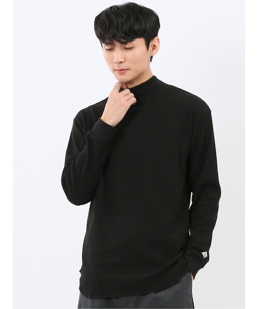 【WEB限定】KAITEKI+ ストレッチワッフル モックネック長袖Tシャツ