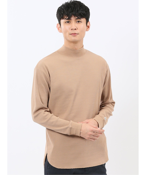 WEB限定】KAITEKI+ ストレッチワッフル モックネック長袖Tシャツ