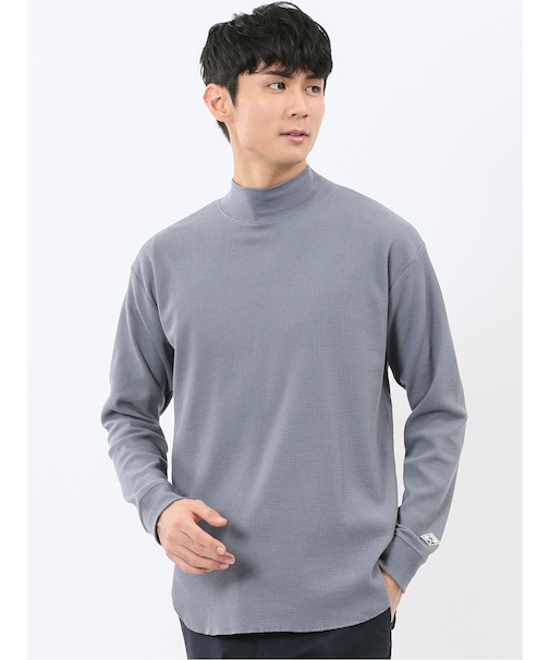 【WEB限定】KAITEKI+ ストレッチワッフル モックネック長袖Tシャツ