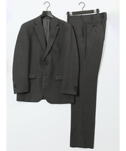 ストレッチウォッシャブル レギュラーフィット 2ボタン2ピーススーツ チェックグレー