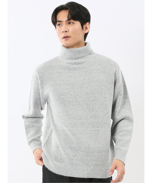 ハンドウォッシャブル ストレッチ 天竺 タートルニット