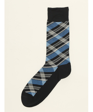 抗菌防臭 ダイヤチェック柄クルーソックス