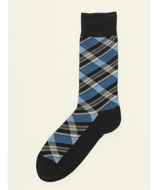抗菌防臭 ダイヤチェック柄クルーソックス