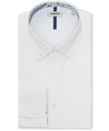 イージーアイロン NEWスタンダードフィット 3枚衿風ボタンダウン長袖シャツ