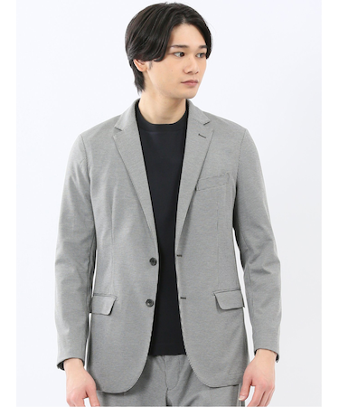 ストレッチポンチ スリムフィット 2ボタンジャケット ライトグレー(セットアップ可能)