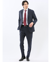 ストレッチウォッシャブル リラックスフィット 2ボタン2ピーススーツ 組織紺