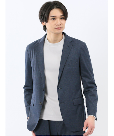 ストレッチポンチ スリムフィット 2ボタンジャケット 紺(セットアップ可能)