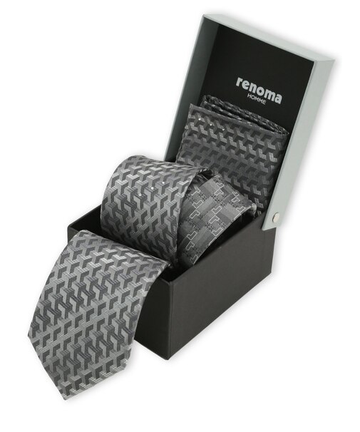 シルク ラインストーン付き ナロータイ&チーフセット