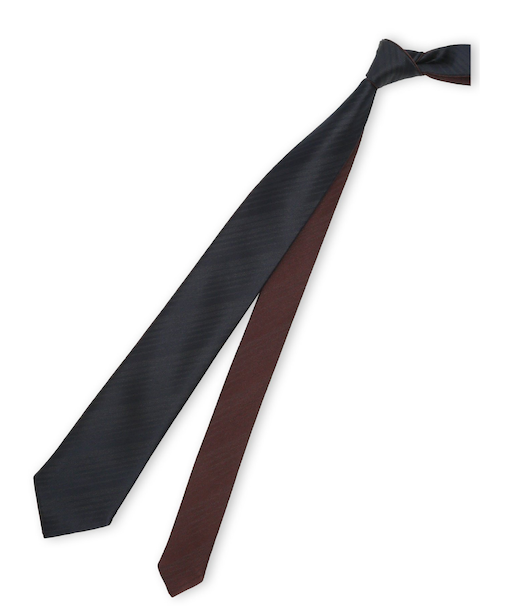 シルクサテン リバーシブル ナロータイ 7.5cm幅 紺×ワイン