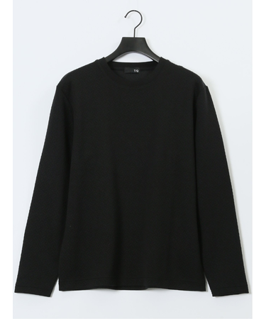 ジオメトリックジャガード クルーネック長袖Tシャツ
