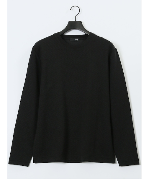 ジオメトリックジャガード クルーネック長袖Tシャツ