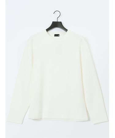 ジオメトリックジャガード クルーネック長袖Tシャツ