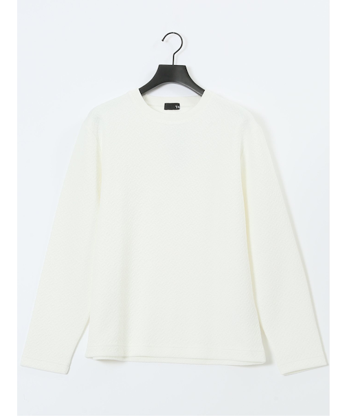 ジオメトリックジャガード クルーネック長袖Tシャツ