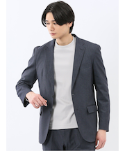 クロスストレッチ スリムフィット 2ボタンジャケット 紺(セットアップ可能)