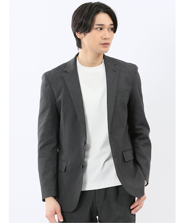 クロスストレッチ スリムフィット 2ボタンジャケット 黒(セットアップ可能)