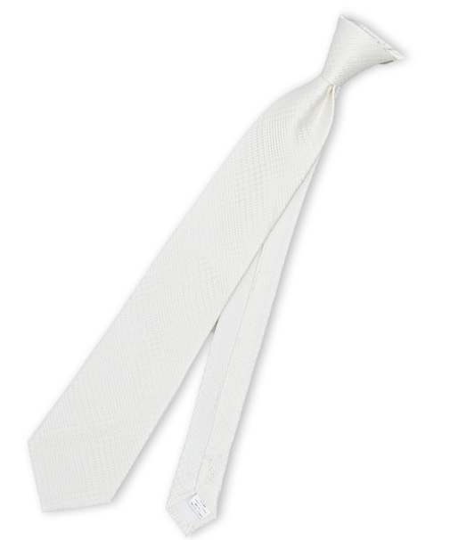 シルク フォーマルネクタイ 8.0cm幅 白グレンチェック