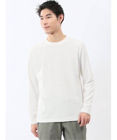 千鳥ジャガード クルーネック長袖Tシャツ