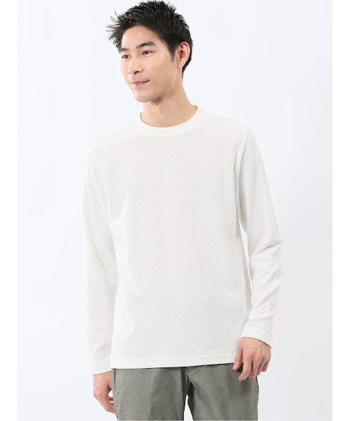 千鳥ジャガード クルーネック長袖Tシャツ
