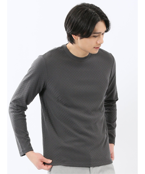 千鳥ジャガード クルーネック長袖Tシャツ