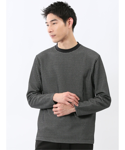 バーズアイジャガード クルーネック長袖Tシャツ