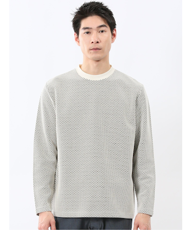 バーズアイジャガード クルーネック長袖Tシャツ