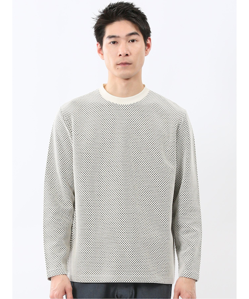 バーズアイジャガード クルーネック長袖Tシャツ