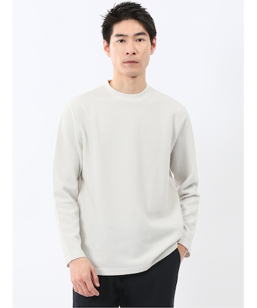 バーズアイジャガード クルーネック長袖Tシャツ