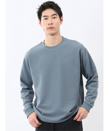 ブロックジャガード クルーネック長袖Tシャツ