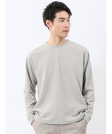 ランダムジャガード クルーネック長袖Tシャツ