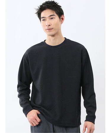 ランダムジャガード クルーネック長袖Tシャツ