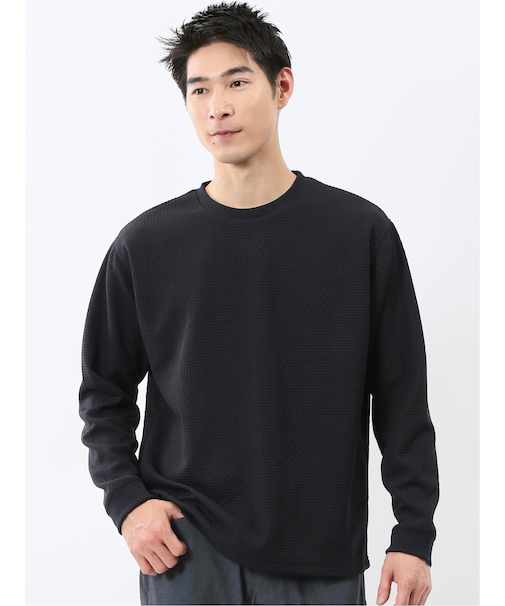 ランダムジャガード クルーネック長袖Tシャツ