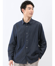 コットンシャンブレー レギュラーカラー長袖シャツ