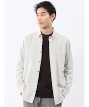 ストレッチ 綿ツイル ボタンダウン長袖シャツ