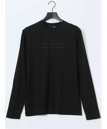 綿天竺 メッセージロゴ クルーネック長袖Tシャツ