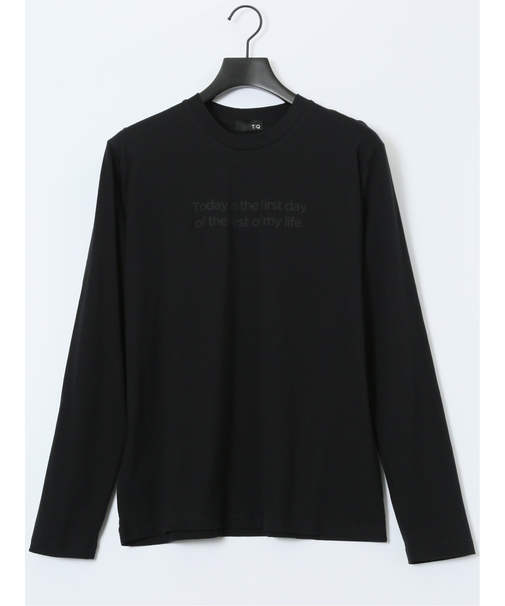 綿天竺 メッセージロゴ クルーネック長袖Tシャツ