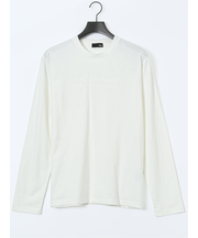 綿天竺 メッセージロゴ クルーネック長袖Tシャツ