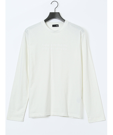綿天竺 メッセージロゴ クルーネック長袖Tシャツ