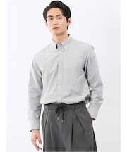 綿混オックス ボタンダウン長袖シャツ