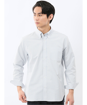 綿混オックス ボタンダウン長袖シャツ