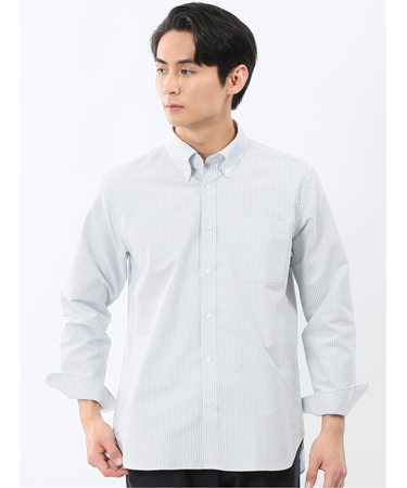 綿混オックス ボタンダウン長袖シャツ