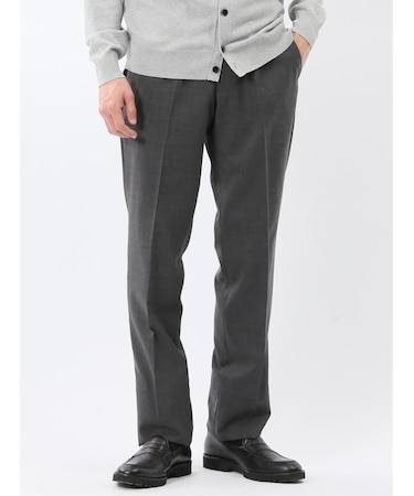 ウォッシャブル ウール混 ノータックスラックス