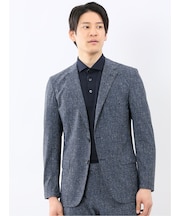 TechCool スリムフィット 2ボタン ジャケット 紺(セットアップ可能)