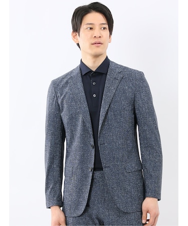 TechCool スリムフィット 2ボタン ジャケット 紺(セットアップ可能)