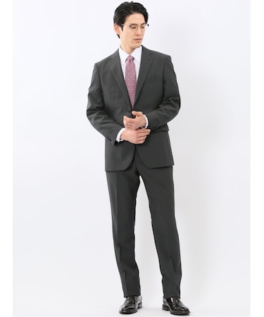ストレッチ ウォッシャブル レギュラーフィット 2ボタン 2ピース スーツ ストライプグレー