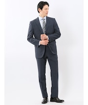 ストレッチ ウォッシャブル レギュラーフィット 2ボタン 2ピース スーツ チェック青