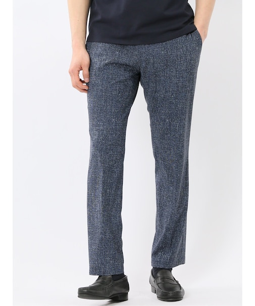 TechCool スリムフィット ノータック パンツ 紺(セットアップ可能)