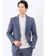 クロスストレッチ スリムフィット 2ボタンジャケット 青(セットアップ可能)